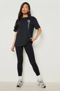 Oversize T-Shirt Mit Rosen-Print -Deutschland Mode Pfiff Verkaufs-Shop dzz00275 black xl 2