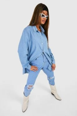 Zerrissene Mom-Jeans Mit Hohem Bund -Deutschland Mode Pfiff Verkaufs-Shop dzz03908 light20blue xl 2