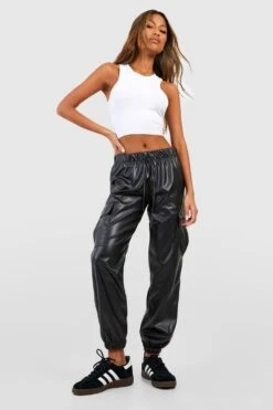 Jogginghose In Lederoptik Mit Cargo-Taschen -Deutschland Mode Pfiff Verkaufs-Shop dzz05501 black xl 2