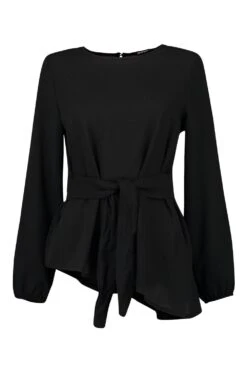 Oberteil Mit Gürtel Und Asymmetrischem Saum -Deutschland Mode Pfiff Verkaufs-Shop dzz05620 black xl 2