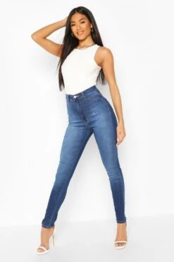 Power Stretch Skinny Jeans Mit Super Hohem Bund -Deutschland Mode Pfiff Verkaufs-Shop dzz06284 mid20blue xl 3