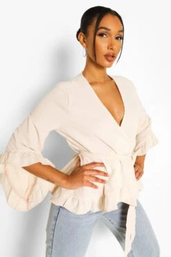 Wickelbluse Mit Rüschensaum -Deutschland Mode Pfiff Verkaufs-Shop dzz10732 ecru xl 2