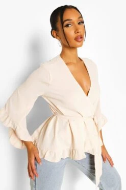 Wickelbluse Mit Rüschensaum -Deutschland Mode Pfiff Verkaufs-Shop dzz10732 ecru xl 3