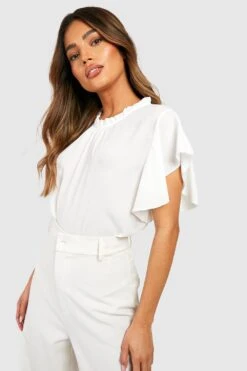 Bluse Mit Rüschen An Ärmeln Und Kragen -Deutschland Mode Pfiff Verkaufs-Shop dzz35423 ivory xl 2