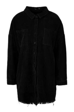 Oversized-Hemd Aus Cord Mit Ungesäumten Kanten -Deutschland Mode Pfiff Verkaufs-Shop dzz44031 black xl 2