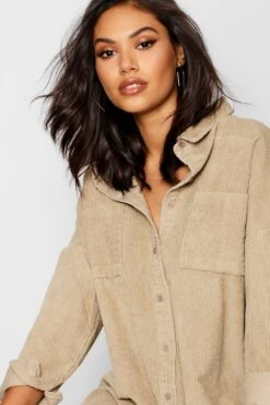 Oversized-Hemd Aus Cord Mit Ungesäumten Kanten -Deutschland Mode Pfiff Verkaufs-Shop dzz44031 black xl 3