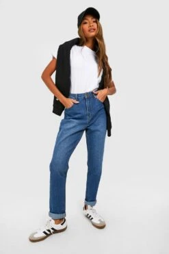 Mittelblaue Mom-Jeans Mit Hohem Bund -Deutschland Mode Pfiff Verkaufs-Shop dzz85112 blue xl 2