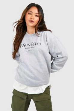 Oversize Sweatshirt Mit Ye Saint West Slogan