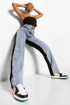 Colorblock Boyfriend-Jeans Mit Acid-Waschung -Deutschland Mode Pfiff Verkaufs-Shop fzz02520 ice20blue xl 3