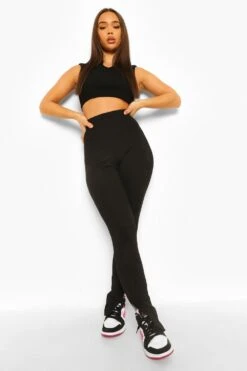 Gerippte Leggings Mit Geteiltem Saum 6 Gerippte Leggings Mit Geteiltem Saum -Deutschland Mode Pfiff Verkaufs-Shop fzz04636 black xl 2