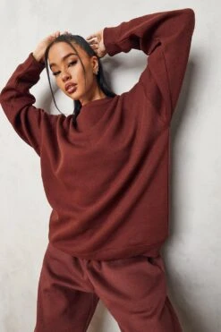 Basic Oversized Sweatshirt -Deutschland Mode Pfiff Verkaufs-Shop fzz05642 chocolate xl 2