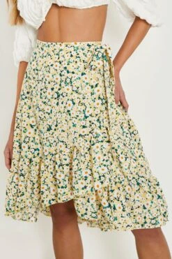 Florales Wickel-Midirock -Deutschland Mode Pfiff Verkaufs-Shop fzz06640 lemon xl 3