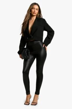 Taillen-Kontur PU-Leggings Im Leder-Look
