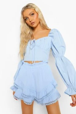 Rüschen-Shorts Mit Spitzenborte -Deutschland Mode Pfiff Verkaufs-Shop fzz07403 baby20blue xl 3