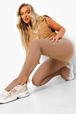 Gerippte Leggings In Knitteroptik Mit Geteiltem Saum 7 Gerippte Leggings In Knitteroptik Mit Geteiltem Saum -Deutschland Mode Pfiff Verkaufs-Shop fzz09503 mocha xl 3