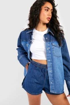 Jeansshorts Mit Elastischem Bund -Deutschland Mode Pfiff Verkaufs-Shop fzz09682 mid20blue xl 2