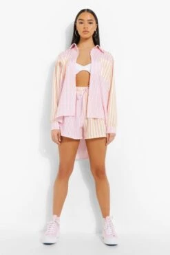 Lockere Shorts Mit Kontraststreifen -Deutschland Mode Pfiff Verkaufs-Shop fzz14891 pink xl 2