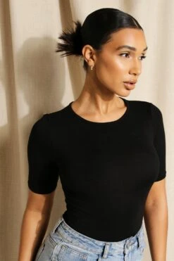 Basic Kurzarm Body -Deutschland Mode Pfiff Verkaufs-Shop fzz16737 black xl 3