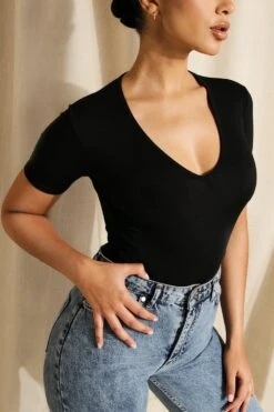 Basic V-Ausschnitt Body -Deutschland Mode Pfiff Verkaufs-Shop fzz16747 black xl 3