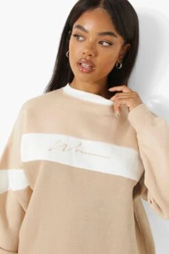 Oversize Colorblock Woman Sweatshirt -Deutschland Mode Pfiff Verkaufs-Shop fzz21736 taupe xl 3