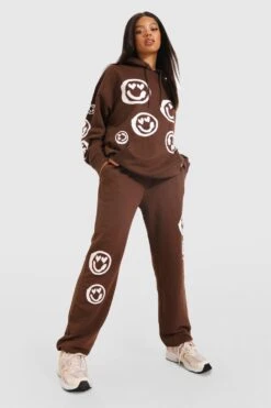 Oversize Jogginghose Mit Smiley-Print -Deutschland Mode Pfiff Verkaufs-Shop fzz25461 chocolate xl 3