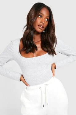 Langärmliger Basic Body Mit Geradem Ausschnitt 7 Langärmliger Basic Body Mit Geradem Ausschnitt -Deutschland Mode Pfiff Verkaufs-Shop fzz27094 grey20marl xl 3