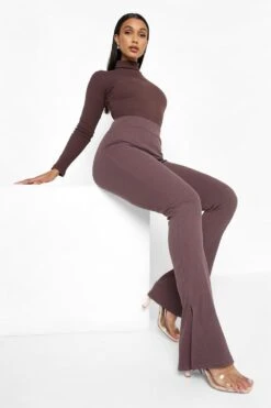 Recycelte Gerippte Schlaghose Mit Schlitz