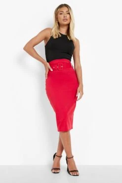 Stretch-Midirock Mit Gürtel