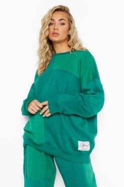 Grünes Oversize Colorblock Sweatshirt -Deutschland Mode Pfiff Verkaufs-Shop fzz32372 green xl 3