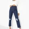 Zerrissene Mom-Jeans Mit Hohem Bund