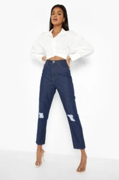 Zerrissene Mom-Jeans Mit Hohem Bund -Deutschland Mode Pfiff Verkaufs-Shop fzz33825 dark20blue xl 2
