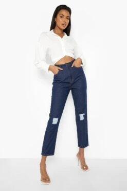 Zerrissene Mom-Jeans Mit Hohem Bund -Deutschland Mode Pfiff Verkaufs-Shop fzz33825 dark20blue xl 3