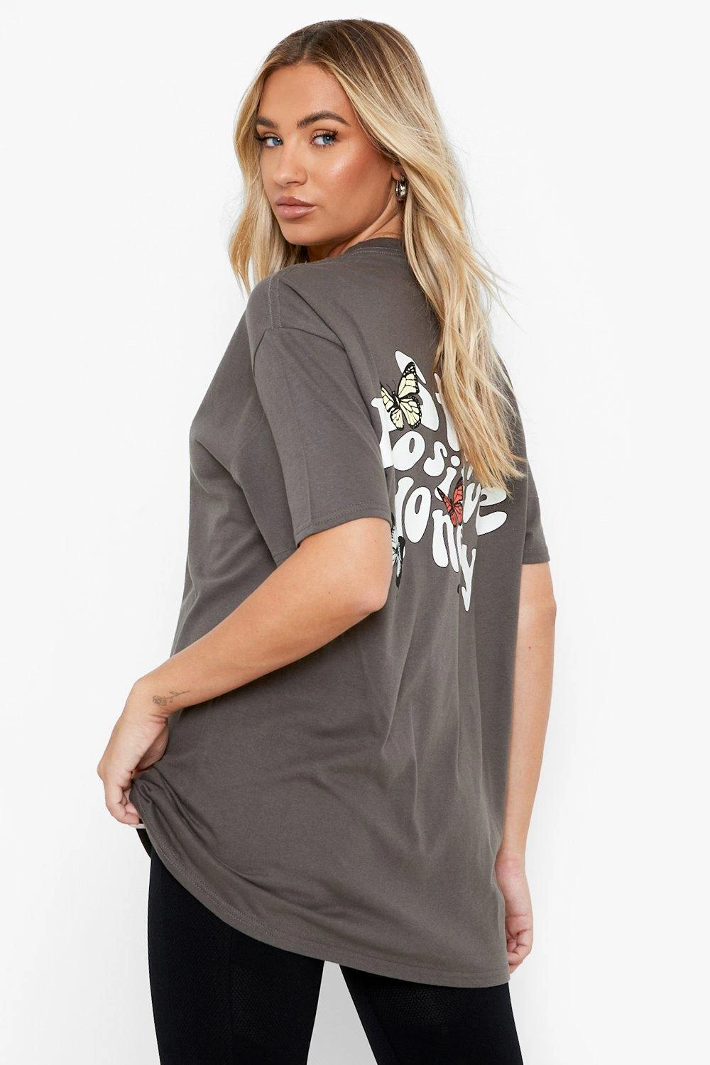 Oversize T-Shirt Mit Stay Positive Print 2 Oversize T-Shirt Mit Stay Positive Print – Bild 2