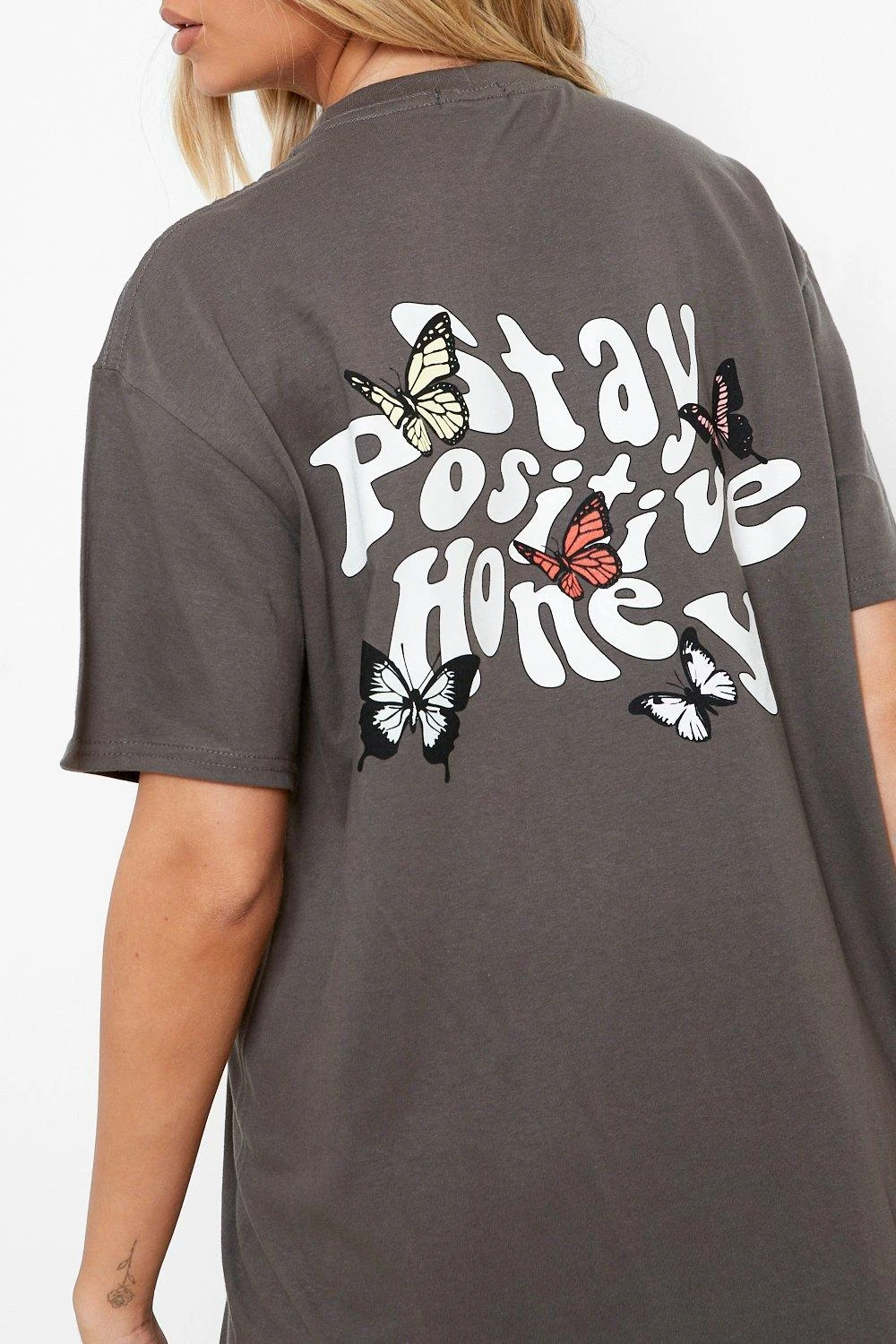 Oversize T-Shirt Mit Stay Positive Print 4 Oversize T-Shirt Mit Stay Positive Print – Bild 4