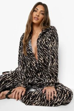 Lockeres Plissee-Hemd Mit Leopardenprint -Deutschland Mode Pfiff Verkaufs-Shop fzz37138 black xl 2