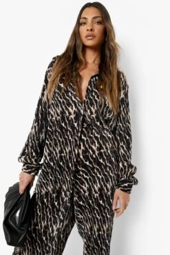 Lockeres Plissee-Hemd Mit Leopardenprint -Deutschland Mode Pfiff Verkaufs-Shop fzz37138 black xl 3