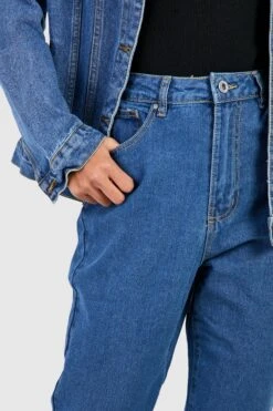 Gerade Basics Jeans Mit Hohem Bund -Deutschland Mode Pfiff Verkaufs-Shop fzz40075 mid20wash xl 3