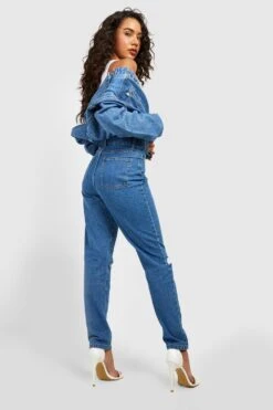 Zerrissene Basics Mom-Jeans Mit Hohem Bund -Deutschland Mode Pfiff Verkaufs-Shop fzz40101 mid20wash xl 1
