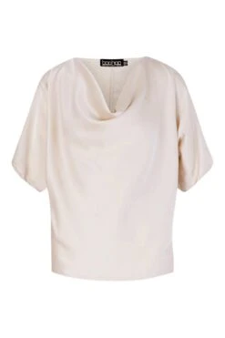 Kurzärmlige Satin-Bluse Mit Wasserfallausschnitt -Deutschland Mode Pfiff Verkaufs-Shop fzz50925 champagne xl 2