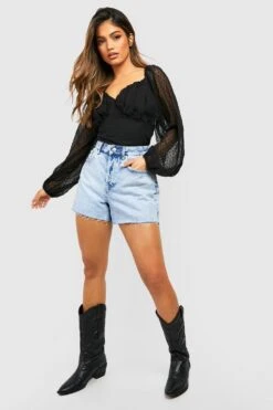 Mesh-Bluse Mit Rüschendetail -Deutschland Mode Pfiff Verkaufs-Shop fzz54858 black xl 2