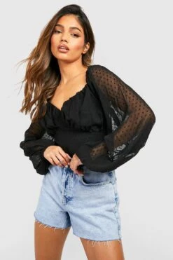 Mesh-Bluse Mit Rüschendetail -Deutschland Mode Pfiff Verkaufs-Shop fzz54858 black xl 3