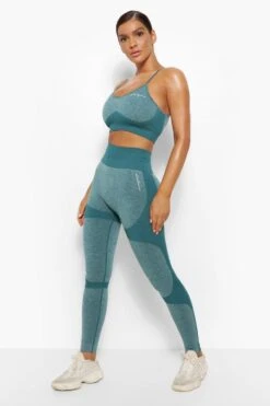 Nahtlose Kontrast Sport-Leggings