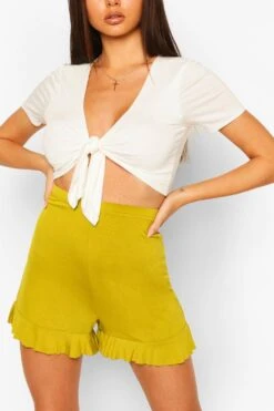 Basic Jersey-Shorts Mit Rüschen-Saum -Deutschland Mode Pfiff Verkaufs-Shop fzz57995 black xl 3