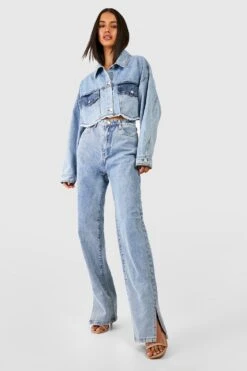 Gerade Jeans Mit Hohem Bund Und Schlitz 6 Gerade Jeans Mit Hohem Bund Und Schlitz -Deutschland Mode Pfiff Verkaufs-Shop fzz68782 light20blue xl 2