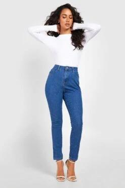 Basics Skinny Jeans Mit Hohem Bund -Deutschland Mode Pfiff Verkaufs-Shop fzz70136 mid20blue xl 2