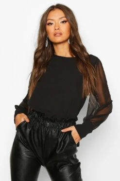 Deutschland Mode Pfiff Verkaufs-Shop 17 Bluse Mit Durchsichtigen Ärmeln