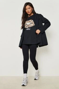 T-Shirt Mit Leopardenprint Lippen-Slogan -Deutschland Mode Pfiff Verkaufs-Shop fzz79683 black xl 2