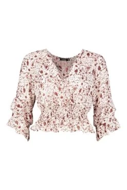 Florale Bluse Mit Rüschen-Detail -Deutschland Mode Pfiff Verkaufs-Shop fzz86486 ivory xl 2