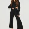 Schwarze Weite Basic Jersey-Culotte Mit Hohem Bund