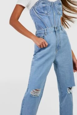 Zerrissene Jeans Mit Geradem Bein Und Hohem Bund -Deutschland Mode Pfiff Verkaufs-Shop fzz95340 light20wash xl 3